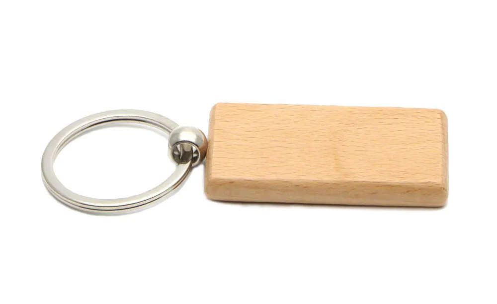 100x Blank Wooden Key Chain Rectangle Key Ring 2.25 '' * 1.25 '' Free Ship