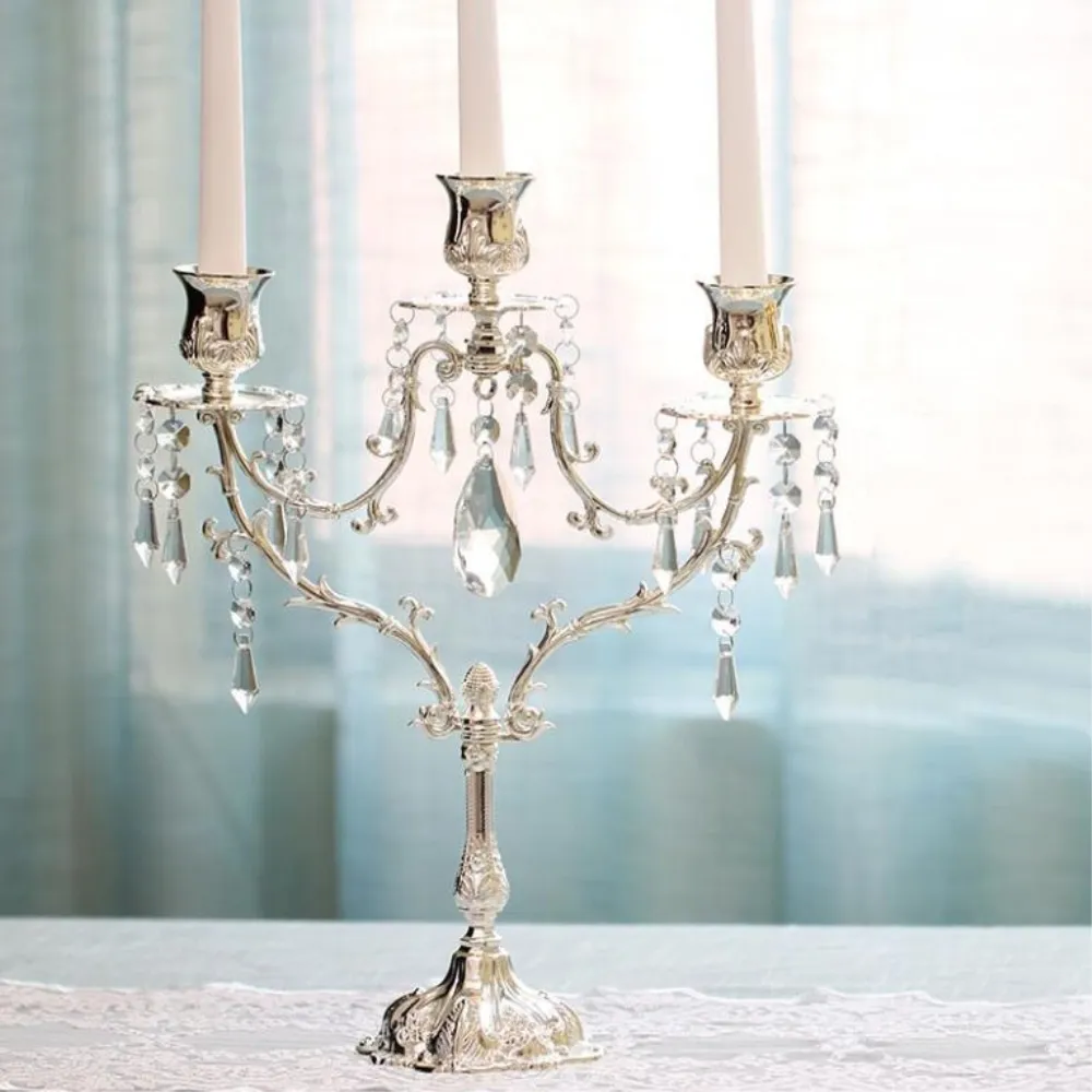 Candelabro de estilo europeo de 40 CM de altura, candelabro romántico con velas para cena, candelabro con luces, decoración de mesa para el hogar y la boda