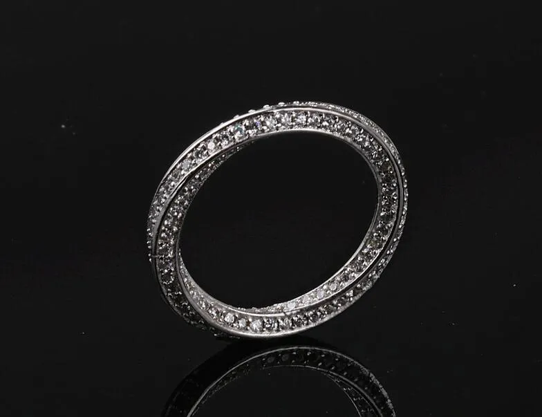 Victoria Wieck Luxus-Klassiker-Schmuck, 925er-Sterlingsilber, vollständiger weißer Saphir, Kreis, CZ-Diamant, Edelsteine, Damen-Ehering, Ring 2384