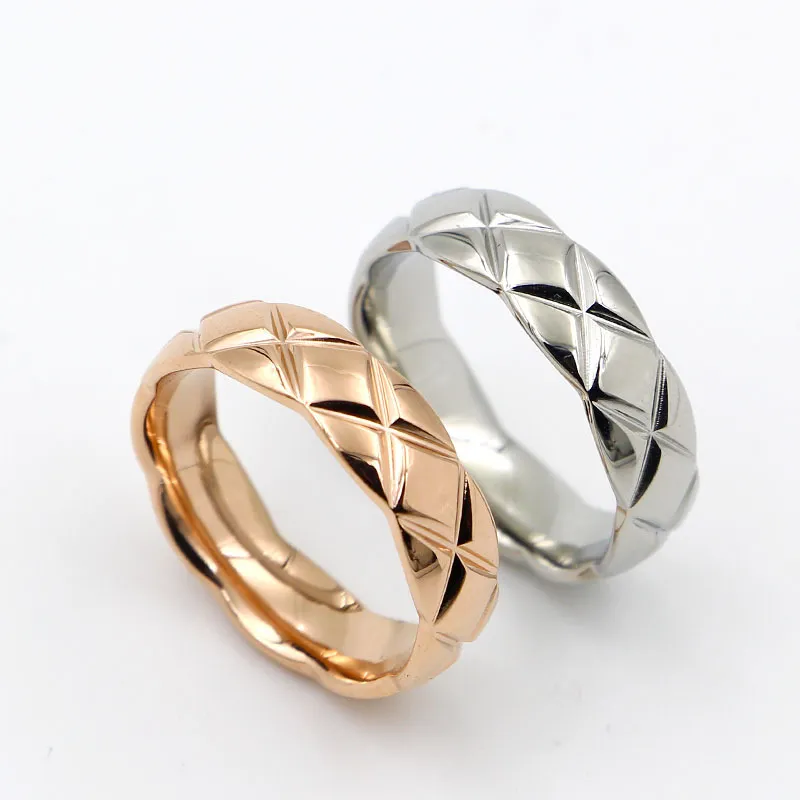 5.7mm 316L Rvs Mode Cross Rings Cut Mesh Sieraden Voor Vrouw Man Lover Rings 18K Gold-Color and Rose Sieraden Bijoux Geen Logo