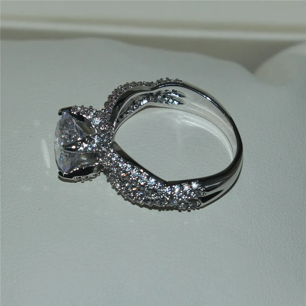 Luksusowy Luksusowy Vintage 925 Sterling Silver Dragon-Claw Biżuteria Prience Otoczenie 3CT Diamond CZ Gemstone Ring Finger Wedding Ring dla kobiet