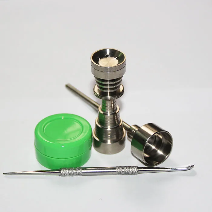 Pour Bongs 6 IN 1 Gr2 Titanium Nail Tool Set Clous en titane Domeless avec Carb Cap Tool Slicone Jar Container