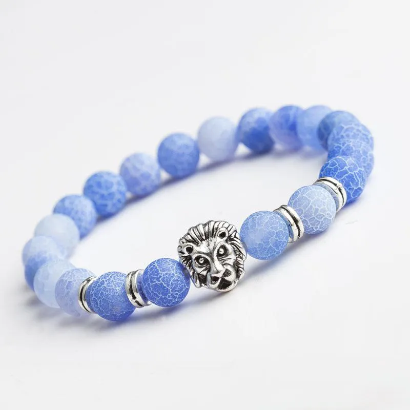 nova chegada atacado Cabeça do leão Pulseira Owl Buddha contas Pulseiras Bangles Charme Pedra Natural Bracelet yoga Jóias Homens Mulheres