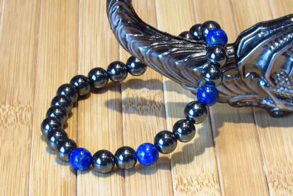 SN0132 NEW ARRIVALS HEMATITE MENS BRACELET TRIBAL LAPIS LAZULI BRACELET WHOLL 3185