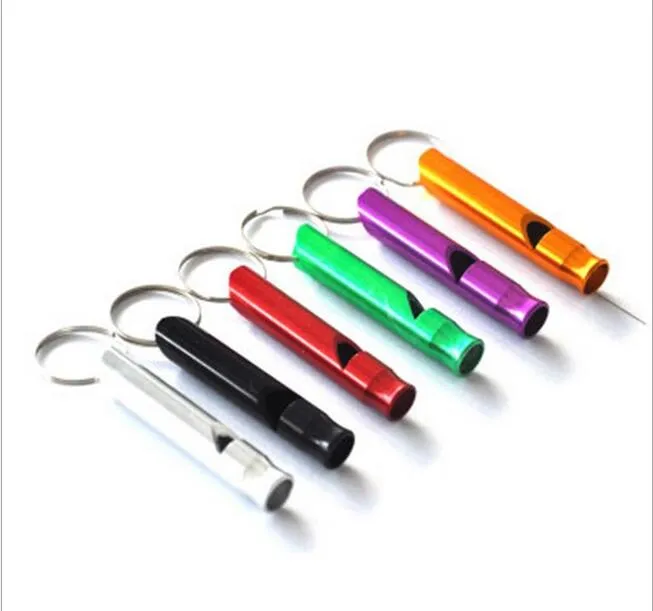 high sound colorful metal safety emergency whistle with key ring outdoor camping rescue Survival Whistle for help Halloween kids toy whistle