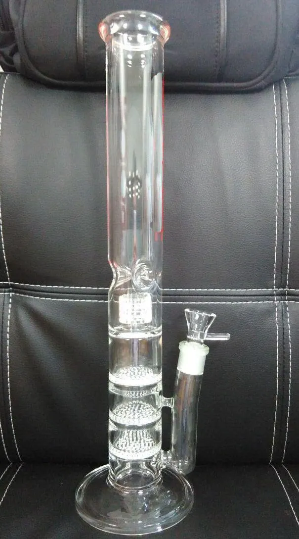 clearance sale 17.5 inch glass bong with 3 Waffle honeycomb disk filter 18mm tyre water filter 