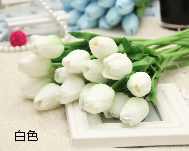 Bedroom Table decoration tulip pink white yellow multicolor PU artificial tulip display flower decorative flower3941480