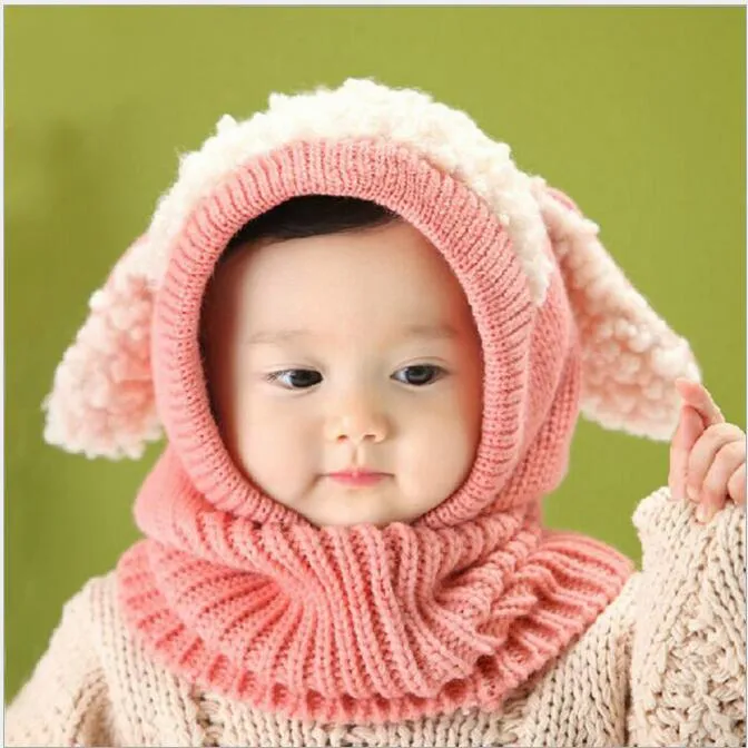 Winter Baby Hat and Scarf Joint With Crochet yarn Knitt Caps for Infant Boys Girls Children Newborn Fashion Kids Neck Warmer yarn beanie