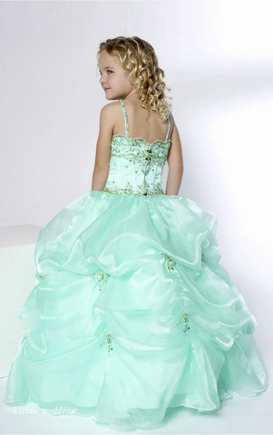 Cute Mint Green Girl's Pagewant Sukienka Princess Ball Suknia Party Cupcake Prom Sukienka Dla Krótkiej Dziewczyny Ładna Sukienka Dla Małe Dzieciak