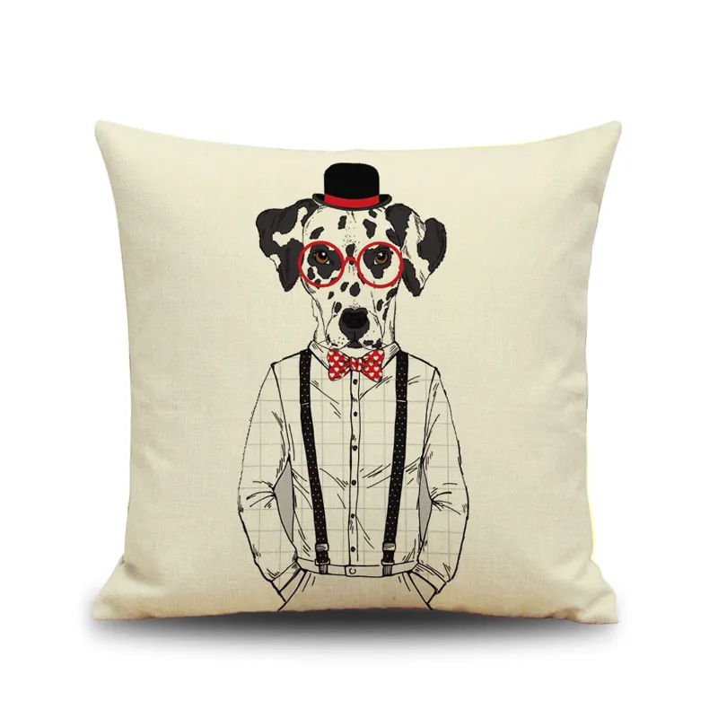 Mr Dog Linen Fronha Cão Com Óculos Personification Capa de Almofada Estilo Do Cão Do Carro Capa de Almofada Home Sofá Nap Cushion Caixas