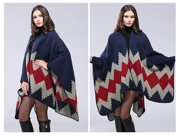 autumn winter scarf grid woman travel shawls wool spinning ladies National intensification cloak cape christmas party cappa drop ship