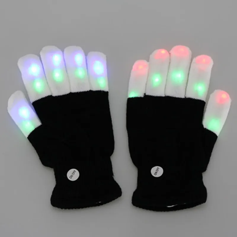 Party LED Rave Gloves Mitts Flashing Finger Lighting Glove LED Colorful Light Show Black & White