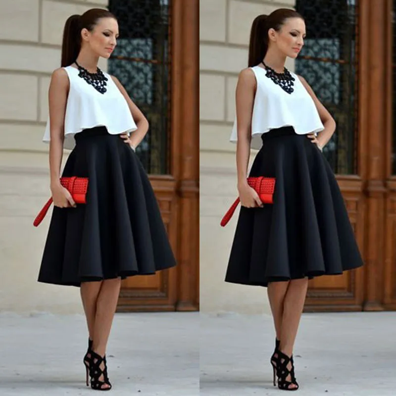 Allingrosso 2016 Abbigliamento Donna Tendenza Vintage Bianco Nero Donna Stretch Vita Alta Breve Abiti Moda Semplice Da 16 6 DHgate