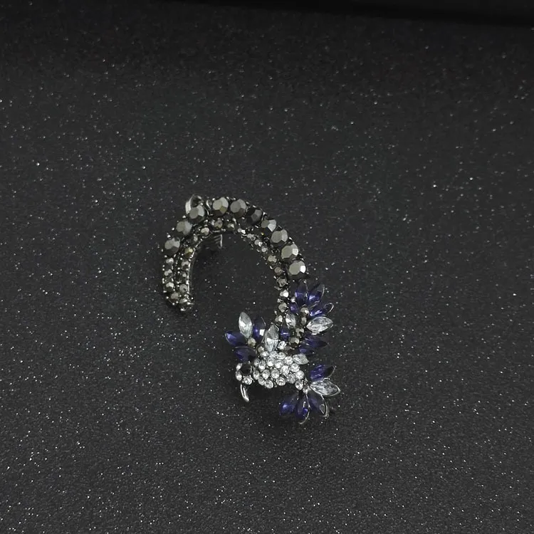 Lovely Bird Womens Rhinestone Crystal Earrings Ear Cuffs Clip on Earring Pendientes Earcuff Ear Cuff Non-piercing Earrings Jewelry
