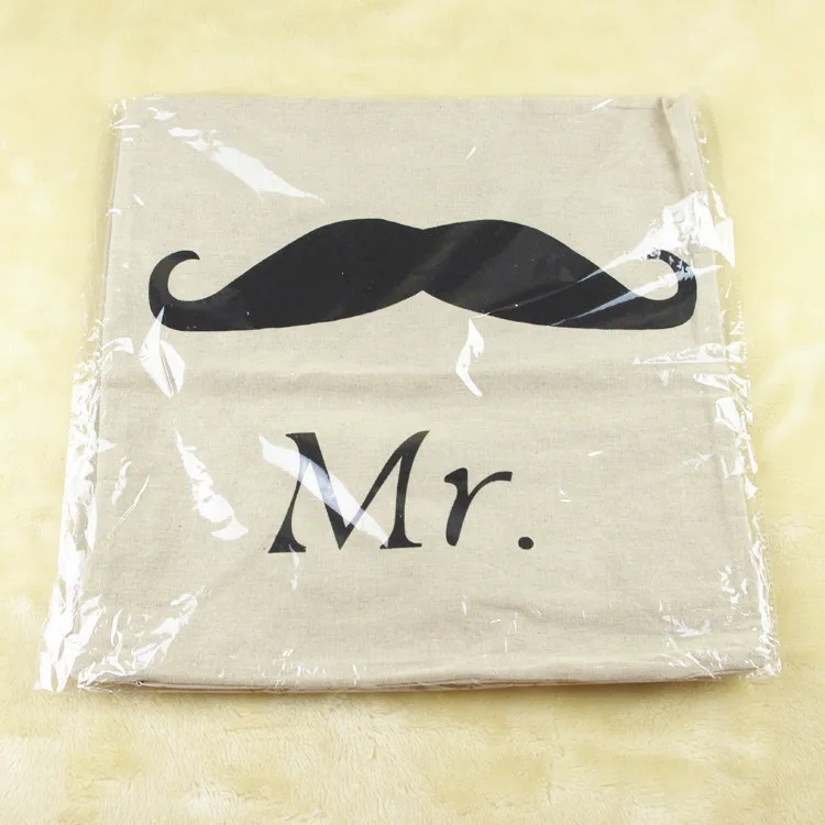 Lover Pillowcase Mr And Mrs Lip Mustache Back Pillow Case Chair Waist Pillowcase Home Decor Couch Sofa Cushion Cover