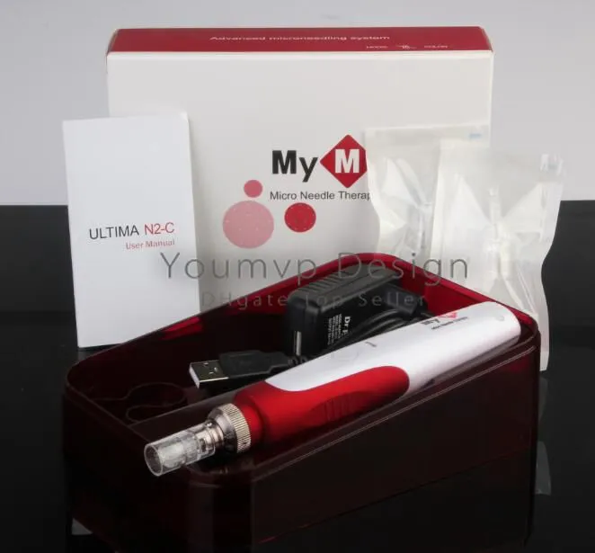 MYM Derma Pen 5 Snelheid Auto Elektrische Mirco Naald Derma Pen MyM Ultima N2-C Dermapen met 2 stuks Naaldenpatroon