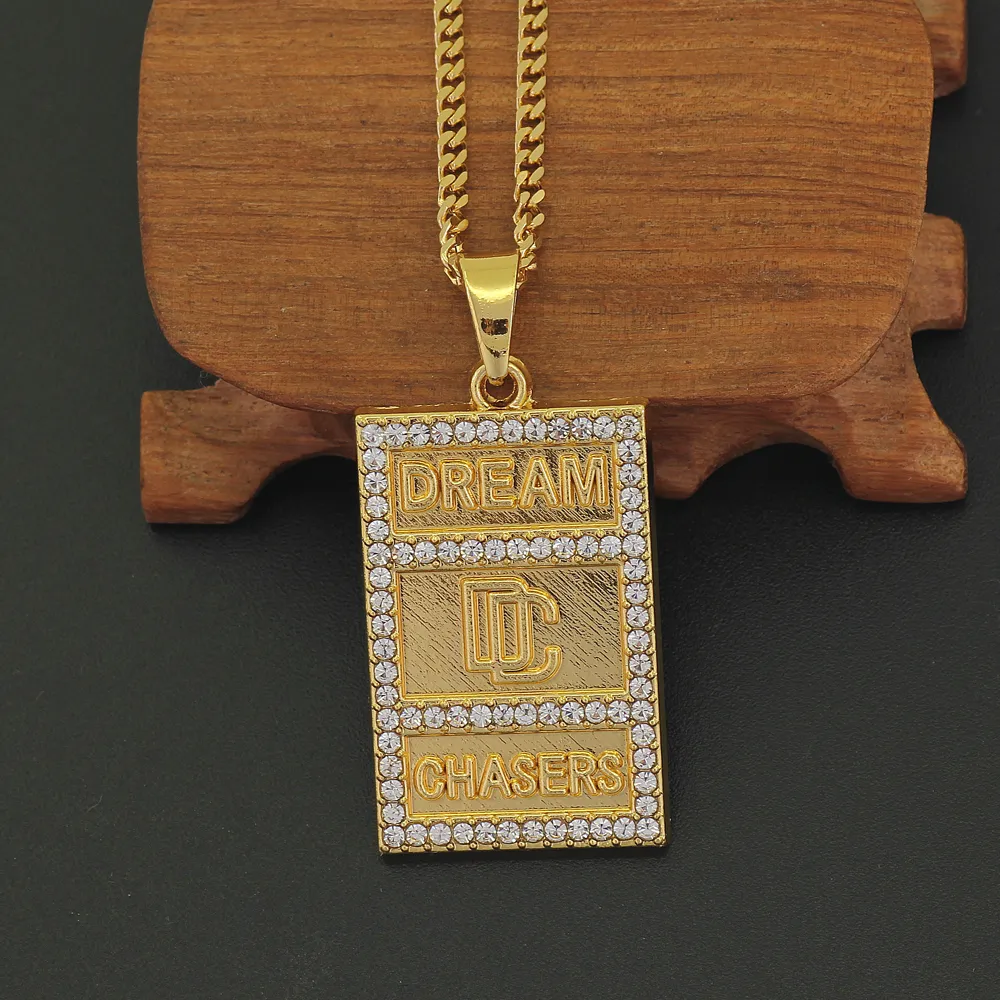 Mode Hip Hop Kleine Size Rvs Ketting Mode-sieraden Dreamer DC Letters Hangers Hip Hop Kettingen