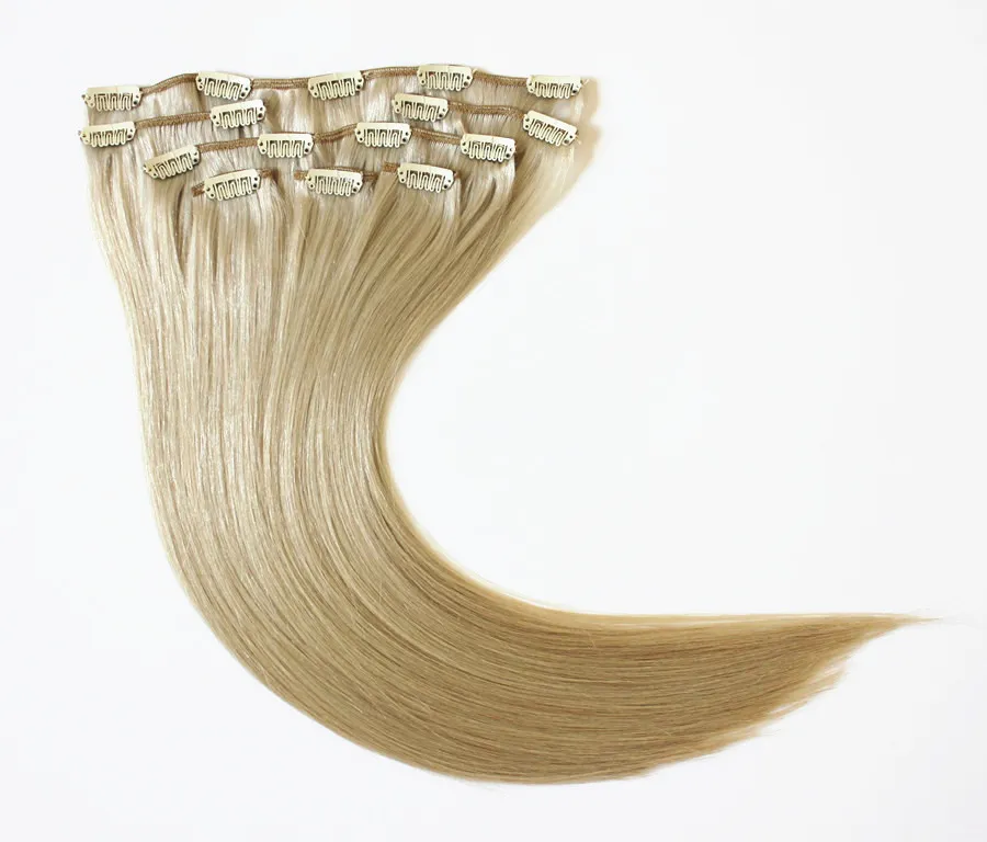 Capelli di Elibess -Anprocessate Remy Clip in Evidenzia Estensioni capelli Set 100g Mix Color 18/613 Blonde Estensione dei capelli naturali