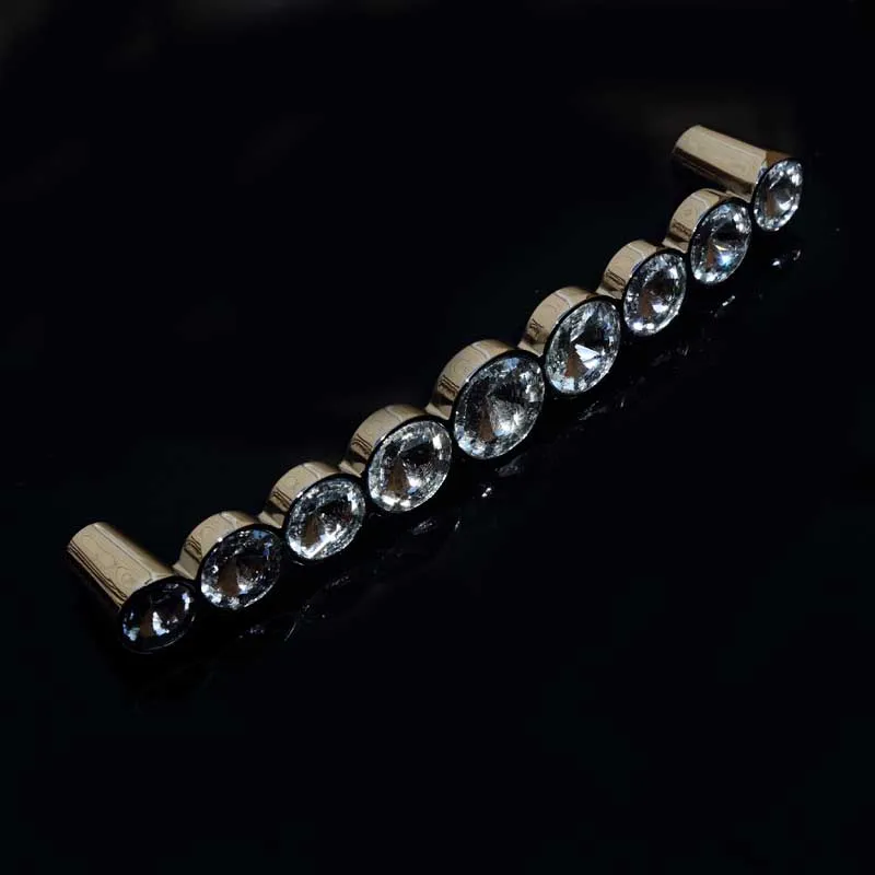 96mm 128mm Modern Fashion Rhinestone Furniture Handle Silver Chrome Dresser skåp Dörrhandtag Knoppar Glaskristalllådan