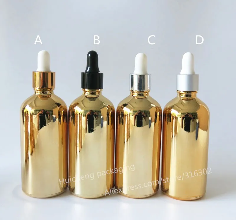 10 Pack Of 100ml Gold Plated Glass Gold Dropper Bottle Wholesale High ...