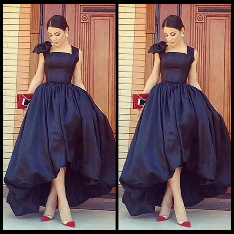 Arab Style Black High Low Evening Dresses Sexy Front Short Back Long ...