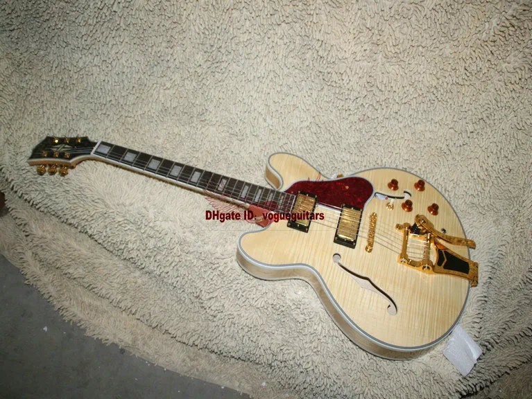 Nowa niestandardowa gitara elektryczna Natural Hollow 335 Jazz Gitara Darmowa Wysyłka