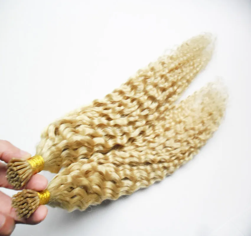 613 Bleach Blondes brasilianisches Echthaar I-Tip-Haar 100 g blondes 100s vorgebundenes Echthaar mit Keratin-Stiftspitze