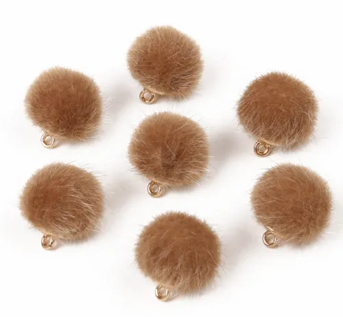 Plush Fake Rabbit Fur Hair Ball Beads Charms Pendant for Earring Jewelry Making 15mm