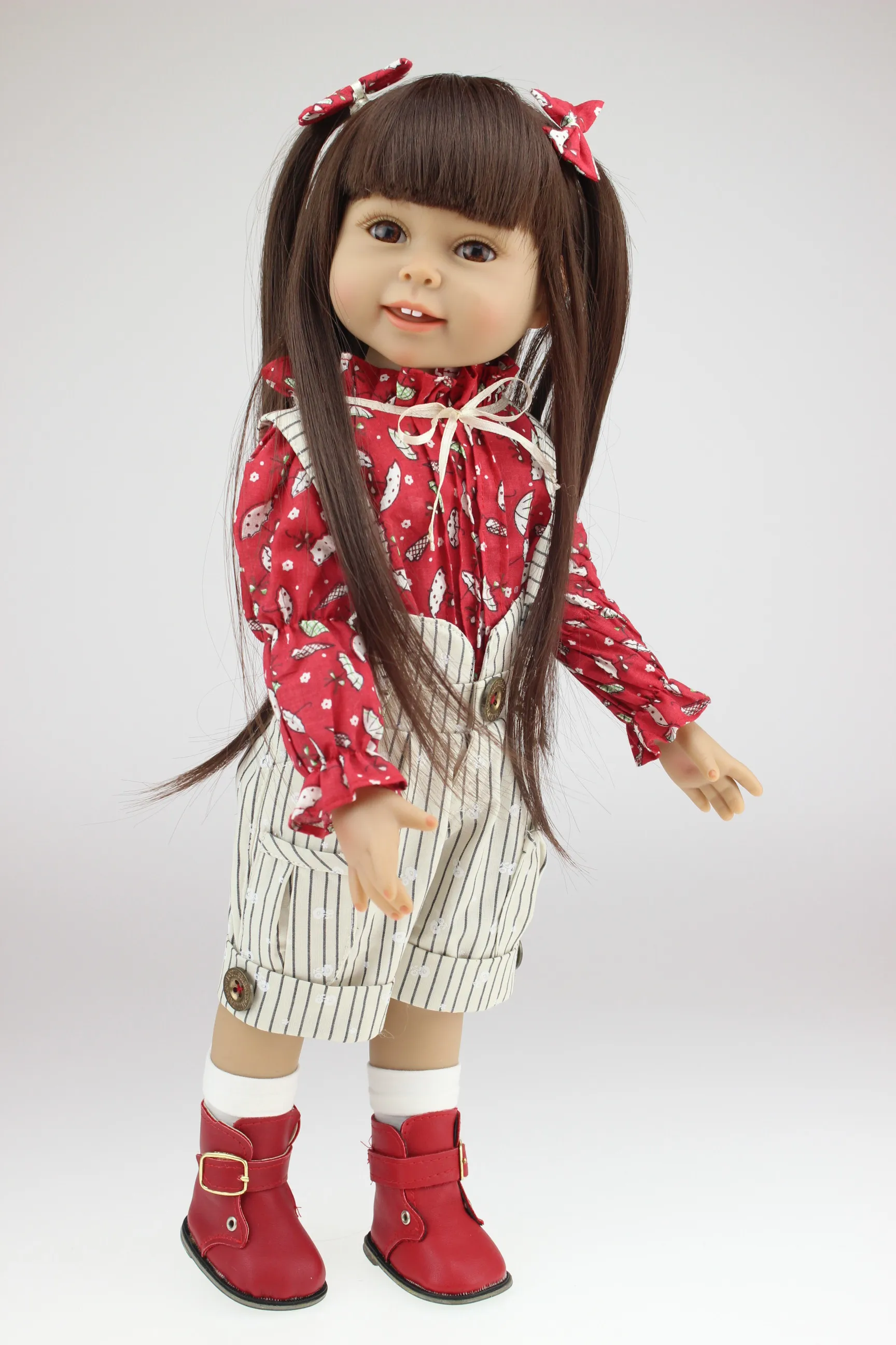 クリスマスの誕生日プレゼントとして、18インチ人形現実的なアメリカンガールフルビニールの生まれ変わった人形
