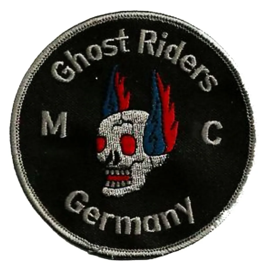 High Quality Ghost Riders Skull Patch Biker Motorcycle Club Vest Outlaw Cool Biker MC Jacket Punk Iron on Patches Free Shipping