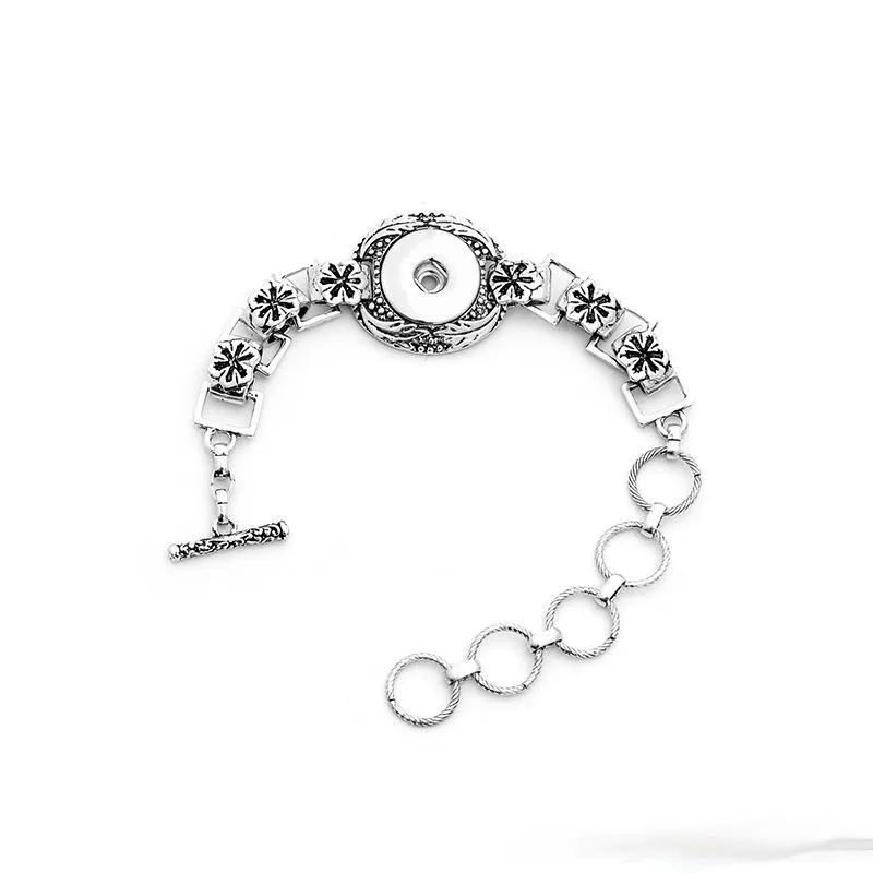 DIY Noosa bitar armband silverpläterade utbytbara 18mm snap -knappar smycken kvinnor mode armband gratis frakt