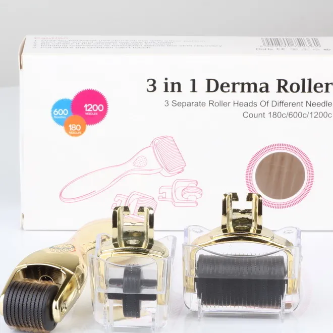 3 en 1 vente en gros Micro aiguille Derma Roller médical Derma Roller soins de la peau système de roulement de la peau