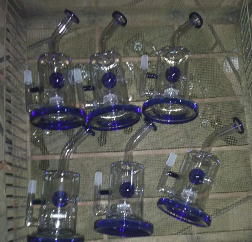 Стеклянный бонг синий сотовый стекло Бонг барботер водопроводные трубы пьянящие нефтяные вышки водопроводные трубы бонги dab rig синий перколятор барботер