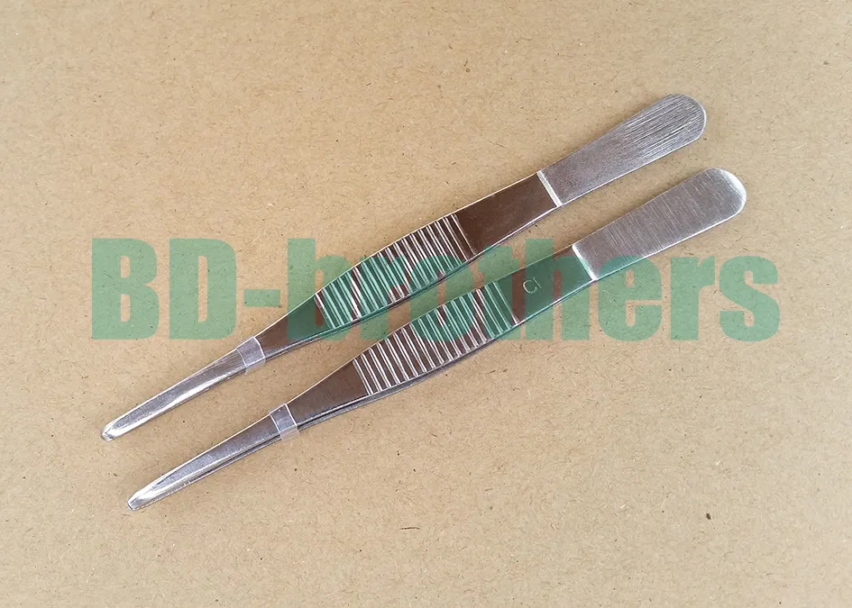 CR Thickened Round Head Medical Stainless Steel Tweezers With Anti-skid Slot Nipper 12.5cm 14cm 16cm 18cm 20cm 25cm 30cm Forceps 