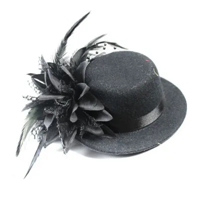 Vintage kadınlar gelin fascinator mini üst şapka kap düğün şerit tül dantel tüy çiçek şapka parti saç klipler tuhafiye saç takı caps