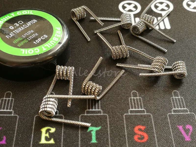 Flat Tsuka Clapton Coil pre-built 0.3*0.8 FLAT+0.1*0.5 FLAT 0.3ohm premade coils wrap prebuilt heating wires for rda