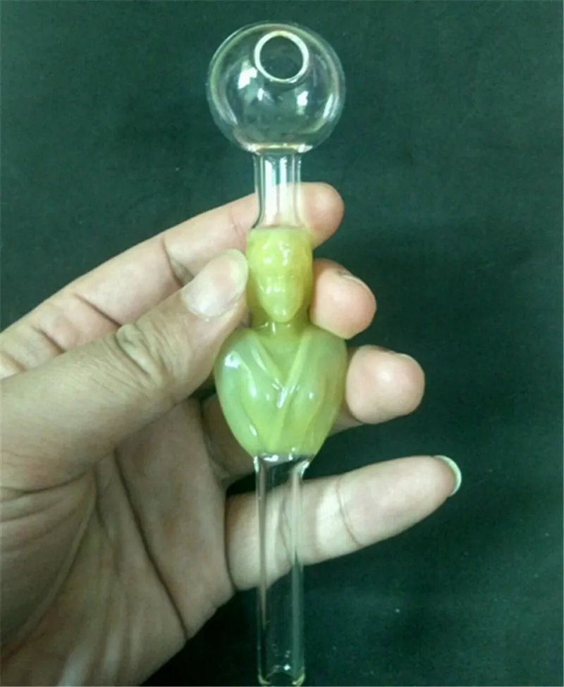 Hand Woman Smoking Pipe Colorful Glass Girl Pipes 14cm oil burner Handle Pipes Curved Mini curved Smoking Pipe