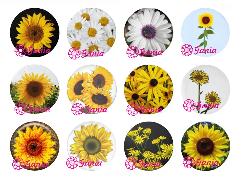 New Arrival 18mm Cabochon Glass Stone Buttons Cabochon Daisy Sunflower Snaps for 18mm Snap Jewelry Bracelet Necklace Ring Earrings