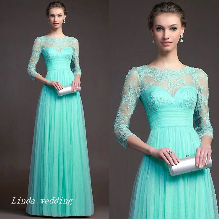 Mint Green Red Evening Dress A Line Shime Top Neck Tulle Tulle Lace Long Solial Prom Party Grow7319847