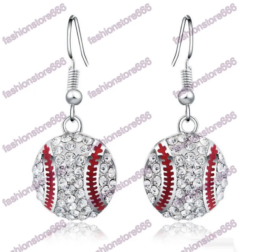 Crystal Baseball Pendant örhängen Halsband smycken sätter modesportsmycken bästa vän gåva för teamklubb bas bollälskare
