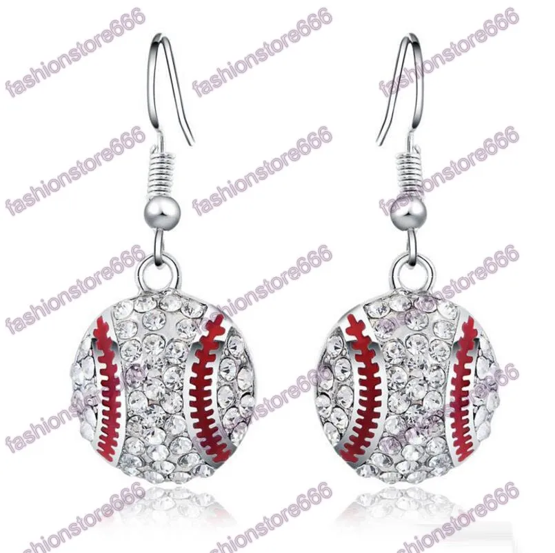 Crystal Baseball Pendant Earrings Necklace Jewelry Sets Fashion Sports Jewelry Best Friend Gift For Team Club Base Ball Lovers