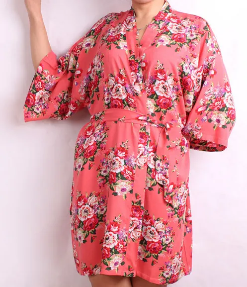 New Fashion Floral Women Wedding Bridal Kimono Robe Flower Cotton Lady Spa Night Dress 