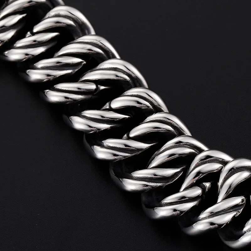 Silver 145g Heavy Stainless Steel Biker Cuban Curb Link chain Bracelet Smooth Men's 22mm 8.66'' Huge