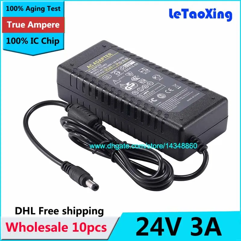 72W 3A 24V AC DC Power Adapter For LED Light Strips