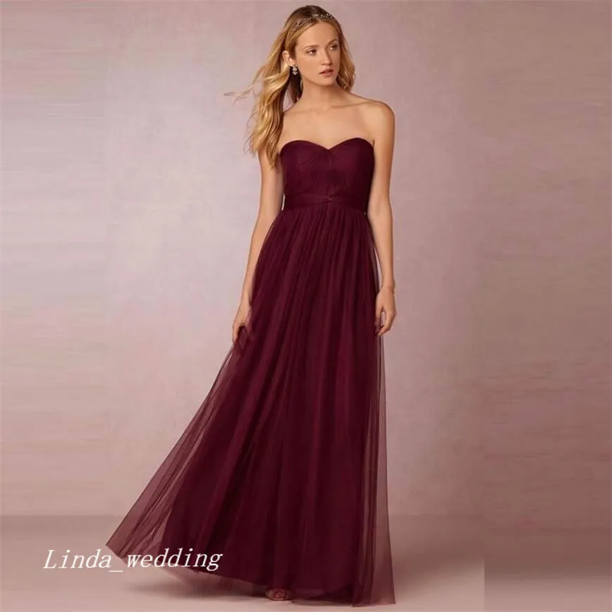Burgundy Bridesmaid Dress Plus Size Wine Red Floor-Length Sleeveless A-Line  Gown with Sweetheart Neckline from Dhgate Bridesmaid Dress - price 438.09