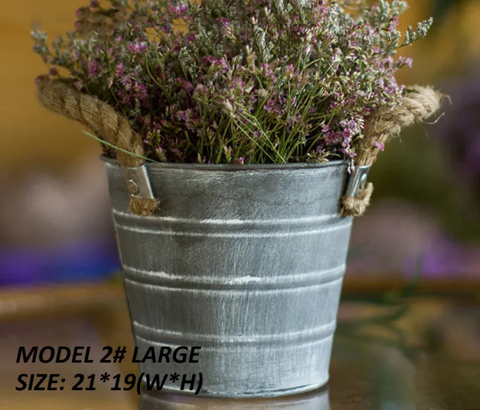 -PACK Rustic 'Flowers Garden' Bucket Design Mini Маленький металлический суккулентный контейнер для растений с ручками для шпагата -Пант-кастрюли оптом