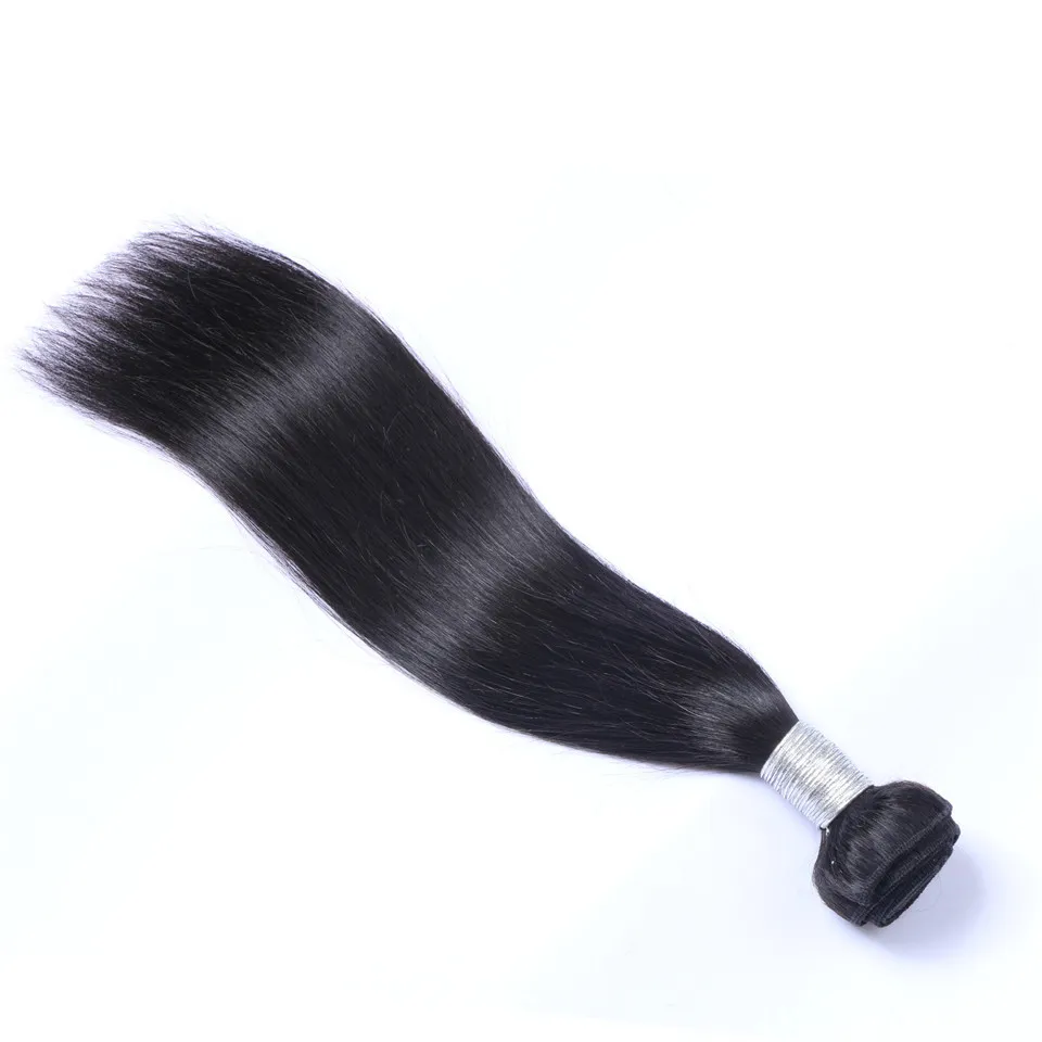 インディアンバージン髪ストレート未加工レミーヘアウィーブダブルワフト100g/バンドルは漂白されたヘアエクステンションを染めることができます