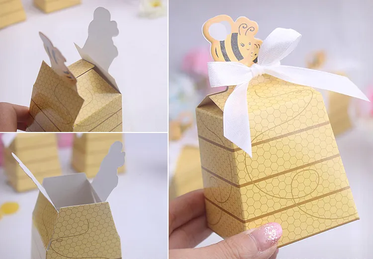 Honey Bee Candy Caja con la cinta Baby Shower Cumpleaños Fiesta de Navidad Caja de chocolate único y hermoso diseño