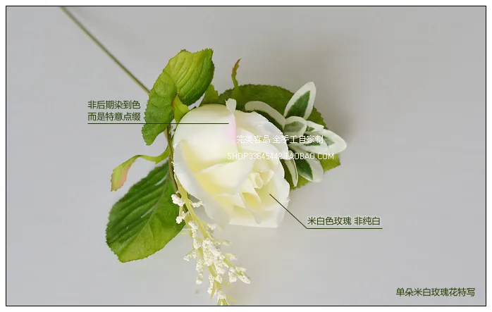 Härlig konstgjord vit rosbröllop buketter för brud hand håller blommor bröllop gynnar rose bröllop bukett 18 blommor8589378
