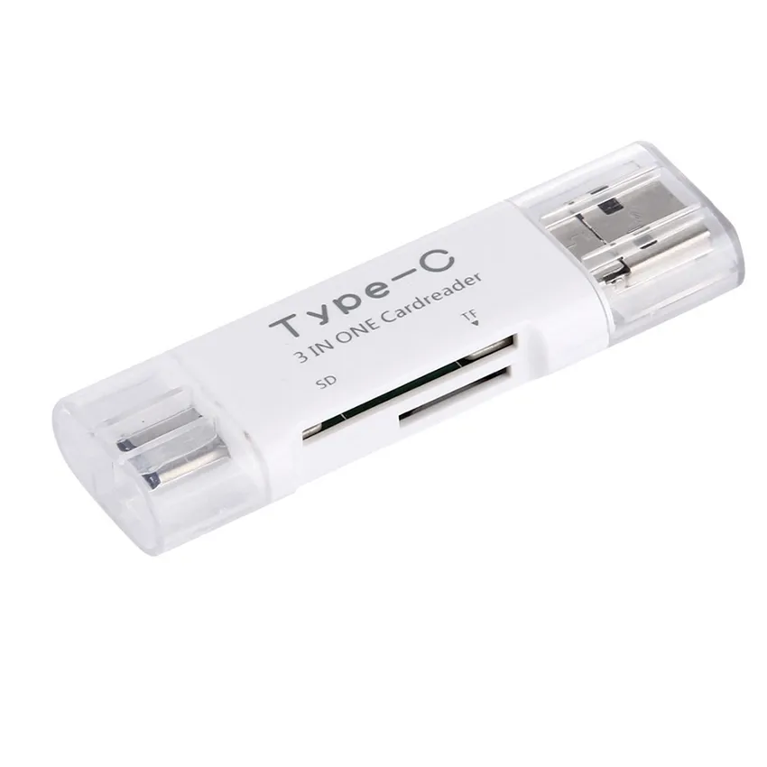 3 i 1 USB 3.1 Typ C Micro USB OTG USB-kortläsare Micro SDHC SD TF-typ-C-kortläsare för Samsung Note7 S7 iPhone7 MacBook Notebook